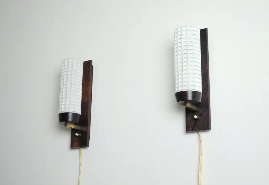 Online Pamono Danish Modern Wall Sconce in Rosewood and Glass from Lyfa, Set of 2
