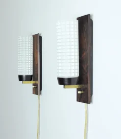 Online Pamono Danish Modern Wall Sconce in Rosewood and Glass from Lyfa, Set of 2