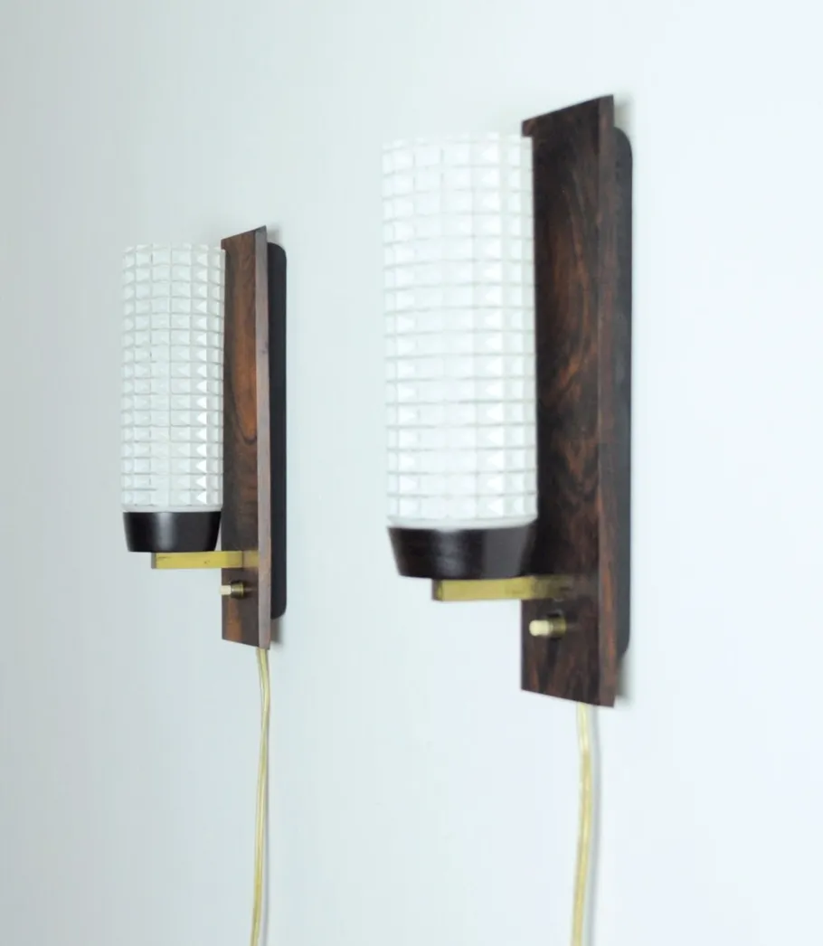 Online Pamono Danish Modern Wall Sconce in Rosewood and Glass from Lyfa, Set of 2