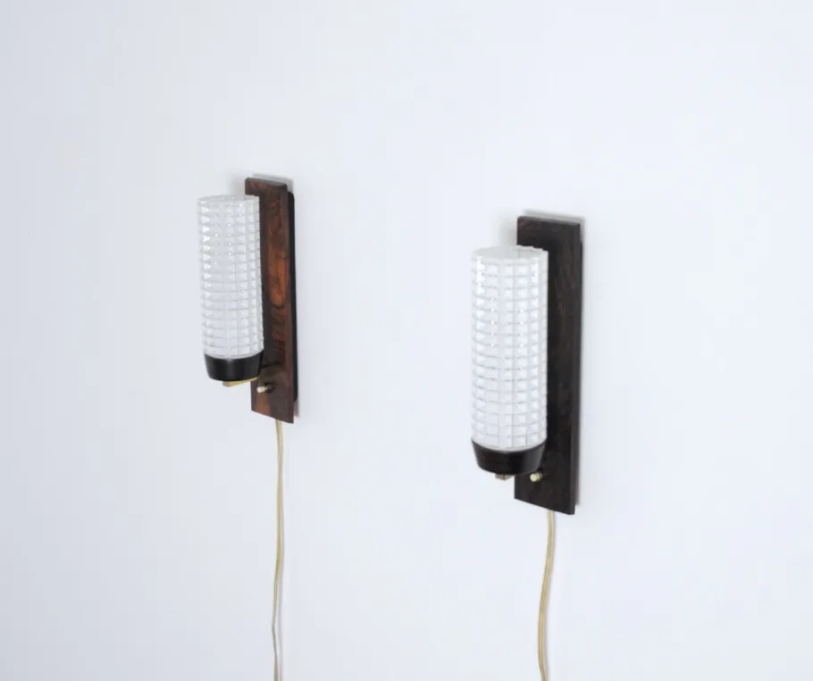 Online Pamono Danish Modern Wall Sconce in Rosewood and Glass from Lyfa, Set of 2