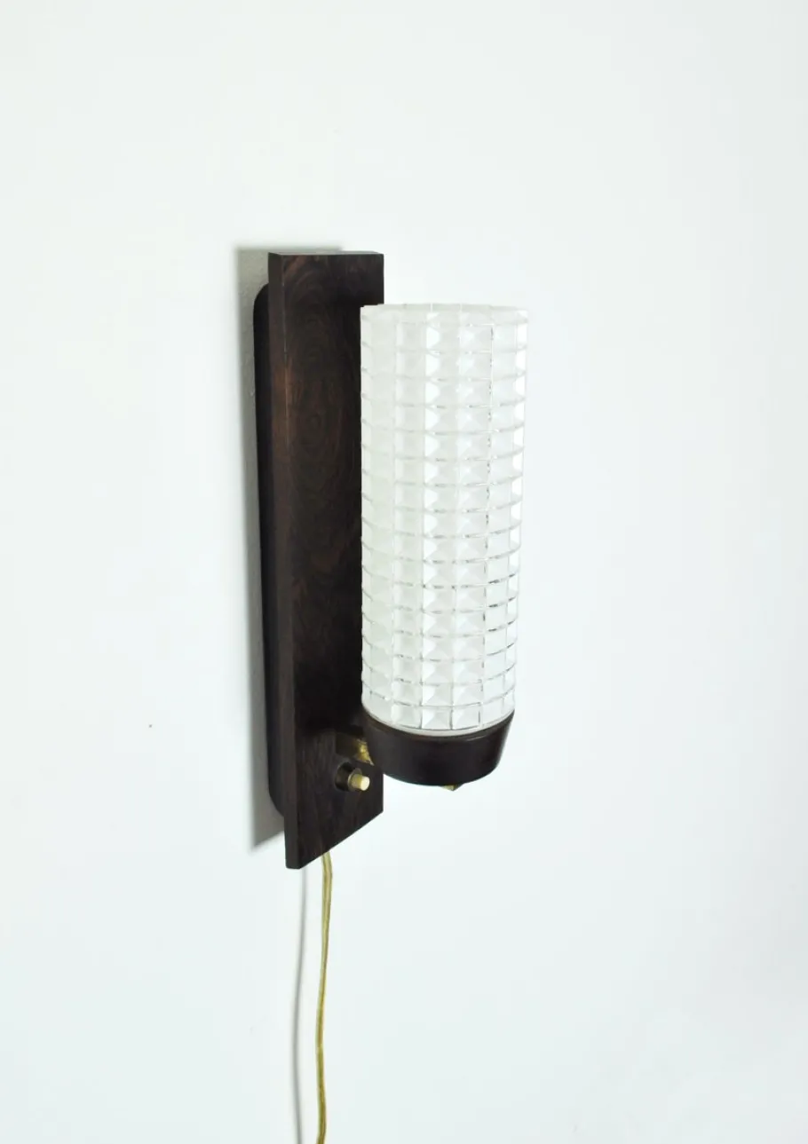 Online Pamono Danish Modern Wall Sconce in Rosewood and Glass from Lyfa, Set of 2