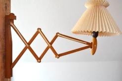 Hot Pamono Danish Oak and Plastic Sconce attributed to Erik Hansen for Le Klint, 1960s