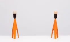 Clearance Pamono Danish Orange Enamel Table Lamps by Voss Belysning, 1950s, Set of 2