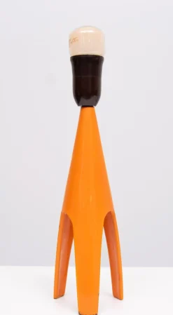 Clearance Pamono Danish Orange Enamel Table Lamps by Voss Belysning, 1950s, Set of 2