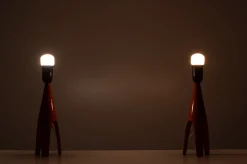 Clearance Pamono Danish Orange Enamel Table Lamps by Voss Belysning, 1950s, Set of 2