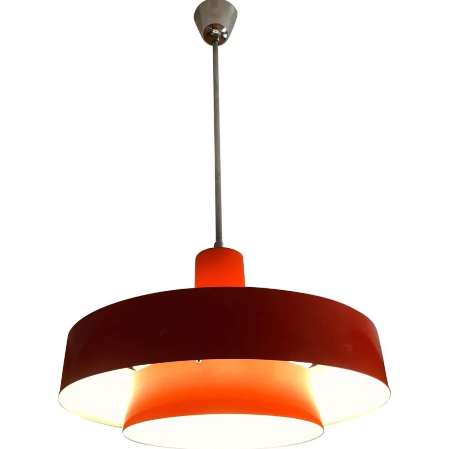 New Pamono Danish Red Equator Lamp by Jo Hammerborg, 1968