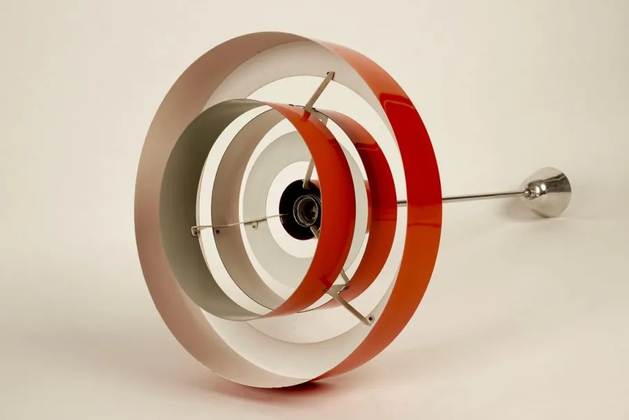 New Pamono Danish Red Equator Lamp by Jo Hammerborg, 1968