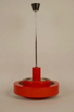 New Pamono Danish Red Equator Lamp by Jo Hammerborg, 1968