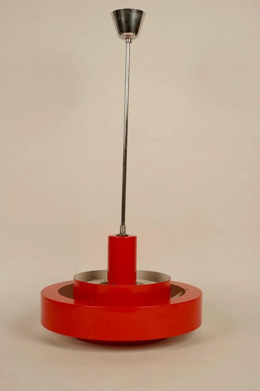 New Pamono Danish Red Equator Lamp by Jo Hammerborg, 1968