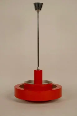New Pamono Danish Red Equator Lamp by Jo Hammerborg, 1968