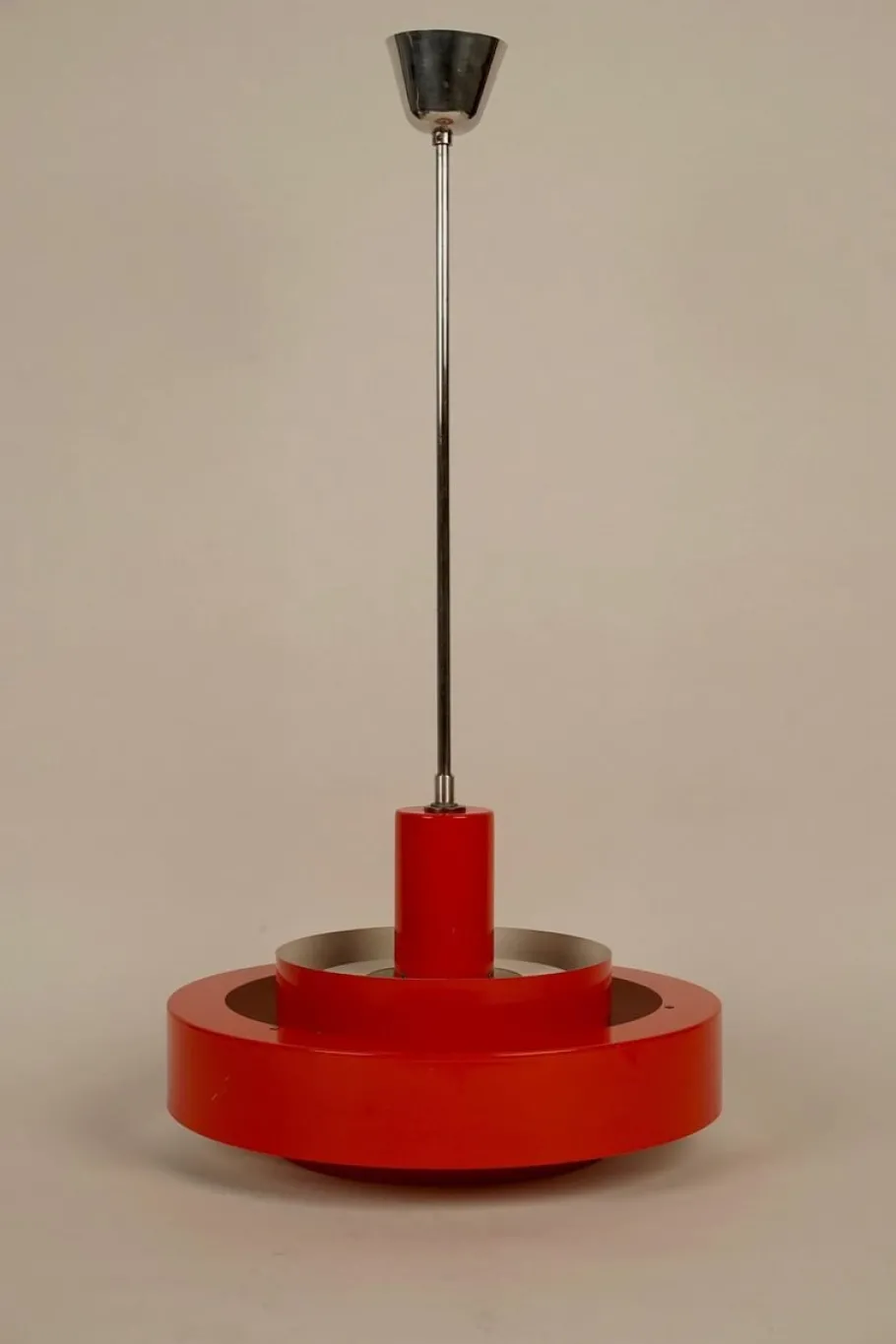 New Pamono Danish Red Equator Lamp by Jo Hammerborg, 1968