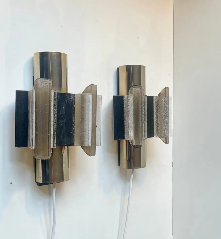 Online Pamono Danish Space Age Wall Sconces by Claus Bolby for Cebo Industri, 1970s, Set of 2