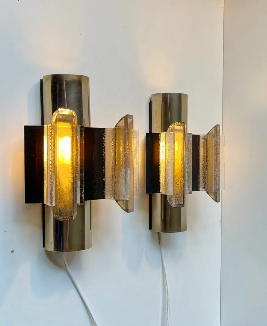 Online Pamono Danish Space Age Wall Sconces by Claus Bolby for Cebo Industri, 1970s, Set of 2