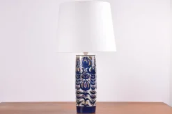 Pamono Danish Tall Ceramic Table Lamp with Floral Decor by Berte Jessen for Aluminia, 1960s