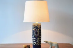 Pamono Danish Tall Ceramic Table Lamp with Floral Decor by Berte Jessen for Aluminia, 1960s