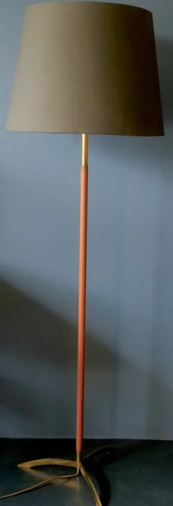 Discount Pamono Danish Teak Floor Lamp with Brass Tripod Foot, 1960s