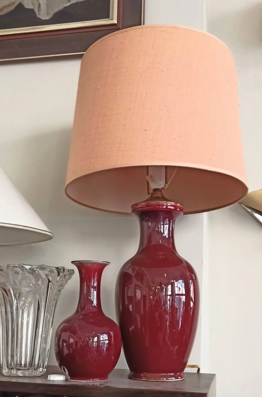 Online Pamono Dark Red Ceramic Lamp