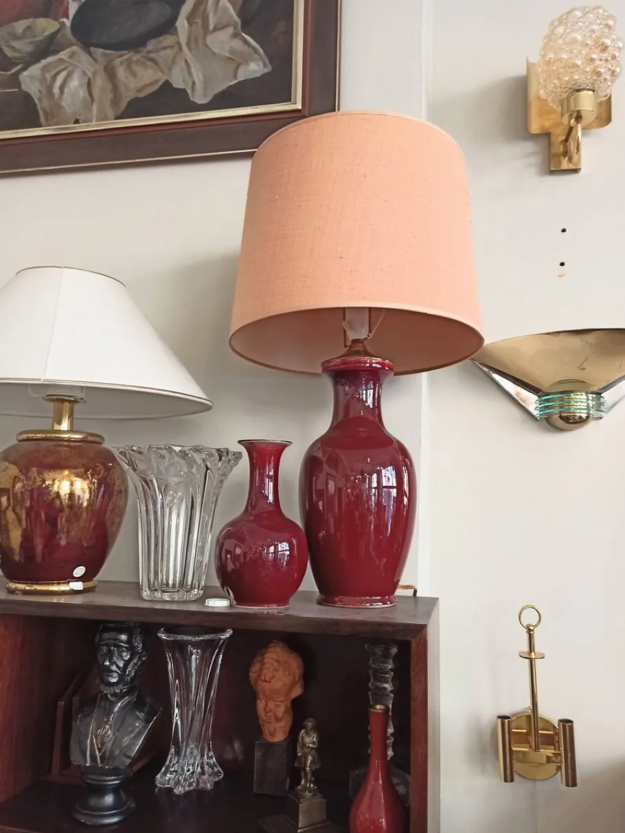 Online Pamono Dark Red Ceramic Lamp
