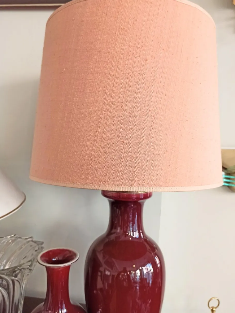 Online Pamono Dark Red Ceramic Lamp