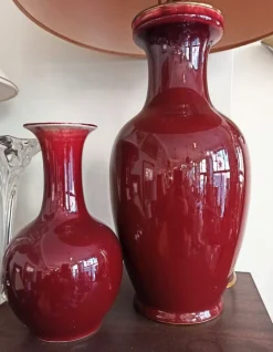 Online Pamono Dark Red Ceramic Lamp
