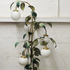 Sale Pamono Decorative Leaf and Vine Green Toleware Floor Lamp by Hans Kögl, 1970s