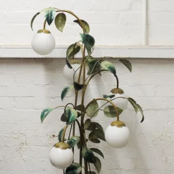 Sale Pamono Decorative Leaf and Vine Green Toleware Floor Lamp by Hans Kögl, 1970s