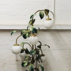 Sale Pamono Decorative Leaf and Vine Green Toleware Floor Lamp by Hans Kögl, 1970s