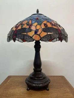 Clearance Pamono Decorative Tiffany Style Lamp with Orange Dragonfly Stained Glass Shade