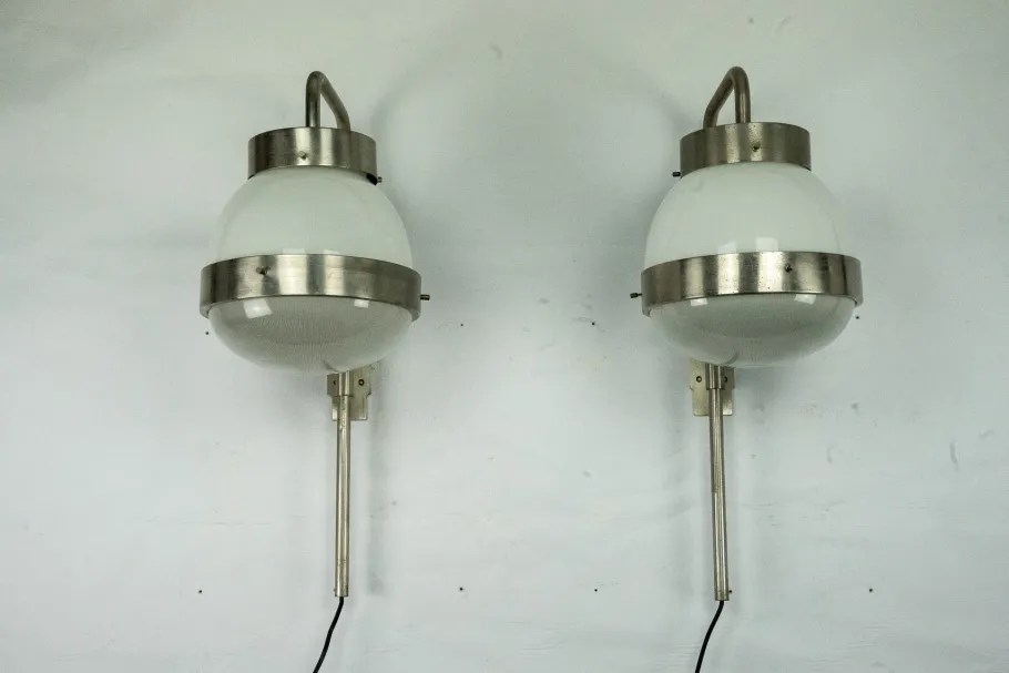 New Pamono Delta Wall Lamps by Sergio Mazza for Artemide, Italy, 1960s, Set of 2