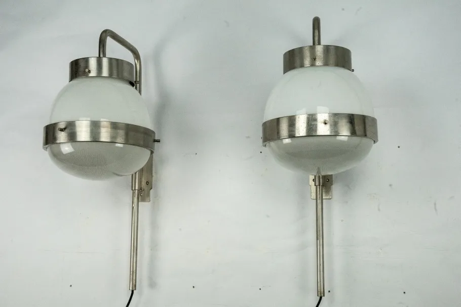 New Pamono Delta Wall Lamps by Sergio Mazza for Artemide, Italy, 1960s, Set of 2