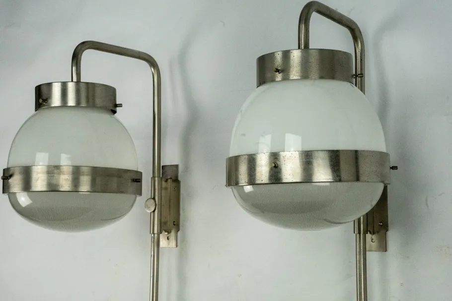 New Pamono Delta Wall Lamps by Sergio Mazza for Artemide, Italy, 1960s, Set of 2