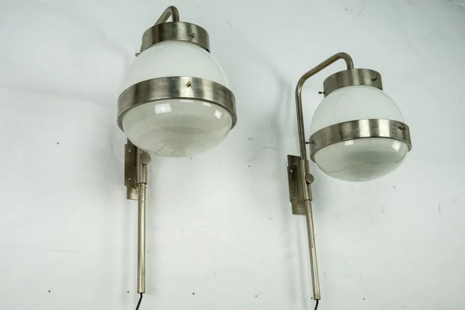 New Pamono Delta Wall Lamps by Sergio Mazza for Artemide, Italy, 1960s, Set of 2