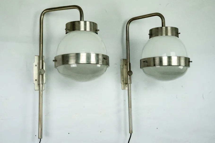 New Pamono Delta Wall Lamps by Sergio Mazza for Artemide, Italy, 1960s, Set of 2