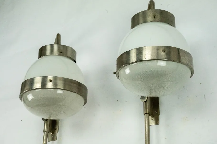 New Pamono Delta Wall Lamps by Sergio Mazza for Artemide, Italy, 1960s, Set of 2