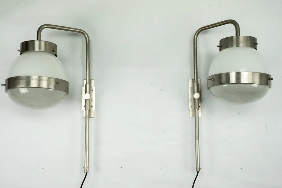 New Pamono Delta Wall Lamps by Sergio Mazza for Artemide, Italy, 1960s, Set of 2
