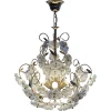 Hot Pamono Dew and Gold Murano White Flowers Chandelier, 1980s