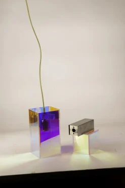 Sale Pamono Didodado Iridescent Acrylic Glass Pendant and Wall Light from Emporium, 1990s, Set of 2