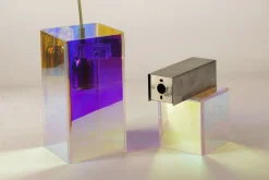 Sale Pamono Didodado Iridescent Acrylic Glass Pendant and Wall Light from Emporium, 1990s, Set of 2