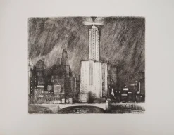 Pamono Donald Shaw Maclaughlan, Chicago, The Wacker Drive, 1931, Original Signed Etching