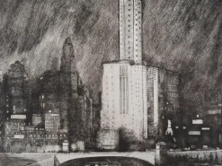 Pamono Donald Shaw Maclaughlan, Chicago, The Wacker Drive, 1931, Original Signed Etching