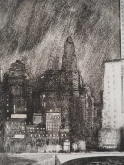 Pamono Donald Shaw Maclaughlan, Chicago, The Wacker Drive, 1931, Original Signed Etching