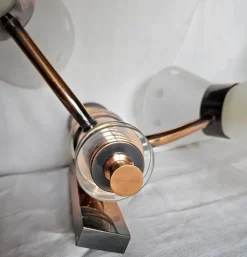 Sale Pamono Double Diabolo Glass and Copper Sconces, 1950s, Set of 2