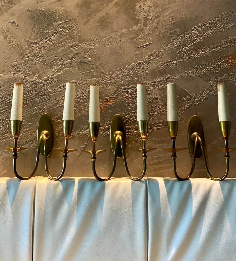 Best Pamono Double Light Wall Lights by Giò Ponti, 1950s, Italy, Set of 3