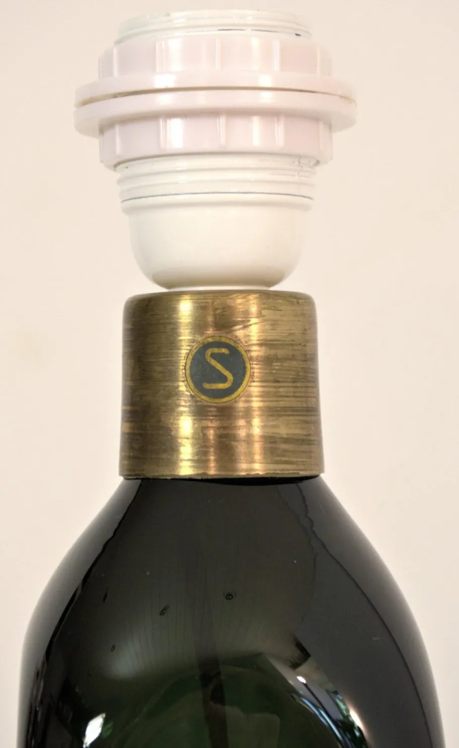 Discount Pamono Doublecoated Blue-Green Glass Table Lamp by Carl Fagerlund for Orrefors, 1950s