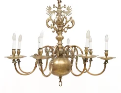 New Pamono Dutch Brass 8-Light Chandelier