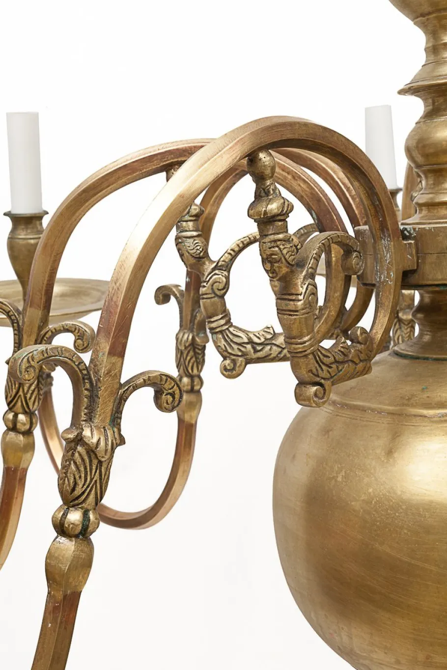 New Pamono Dutch Brass 8-Light Chandelier