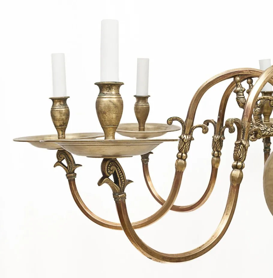 New Pamono Dutch Brass 8-Light Chandelier