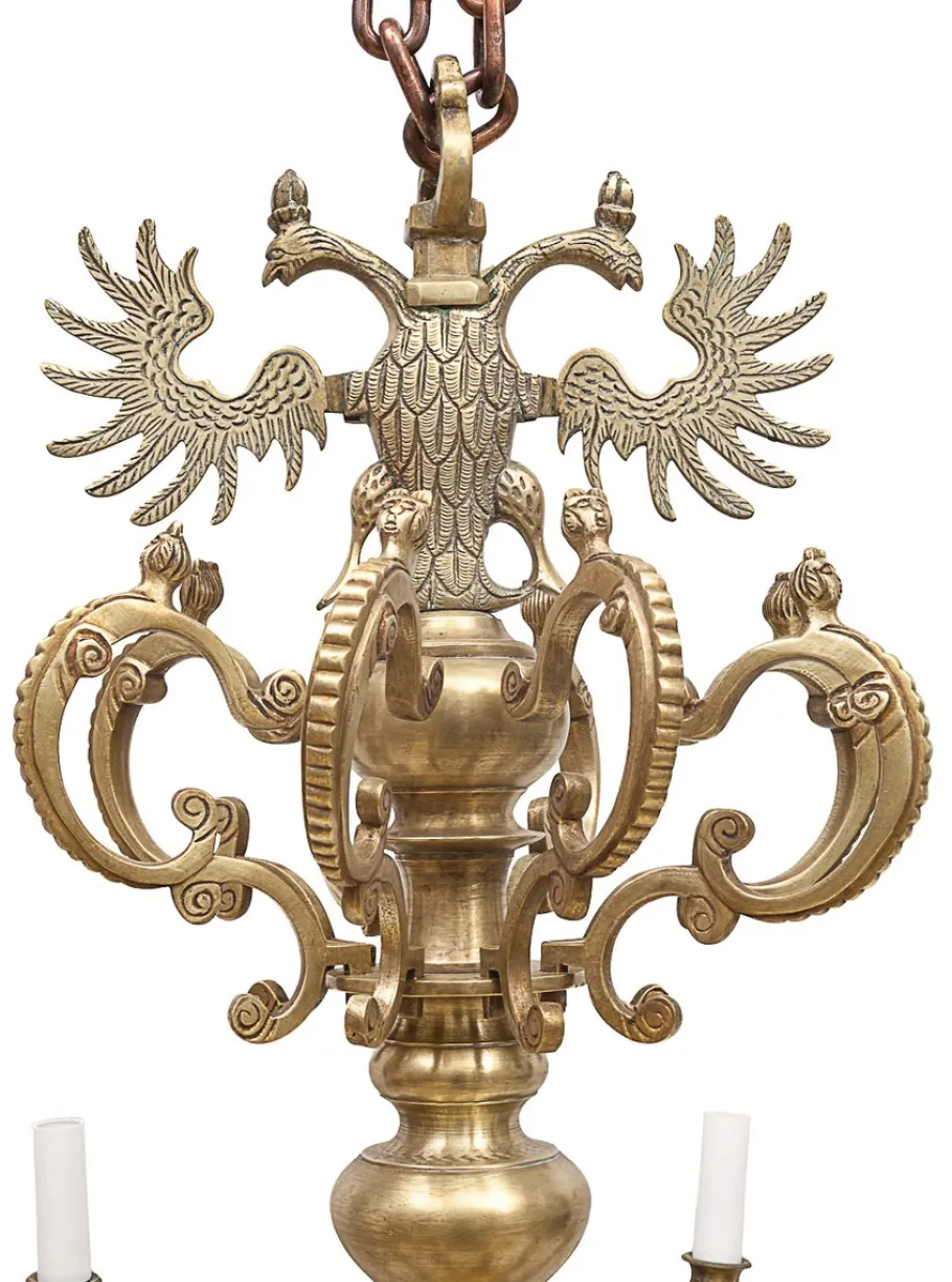 New Pamono Dutch Brass 8-Light Chandelier