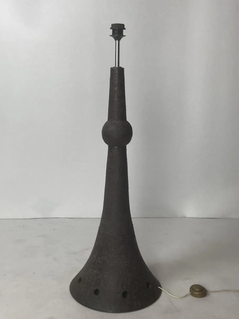 Clearance Pamono Dutch Brutalist Wabi Sabi Bouclé & Ceramic Floor Lamp, 1960s