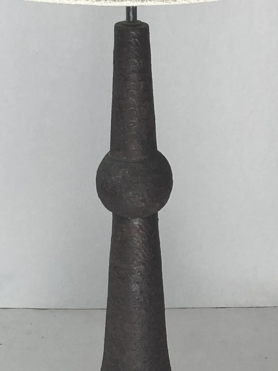 Clearance Pamono Dutch Brutalist Wabi Sabi Bouclé & Ceramic Floor Lamp, 1960s